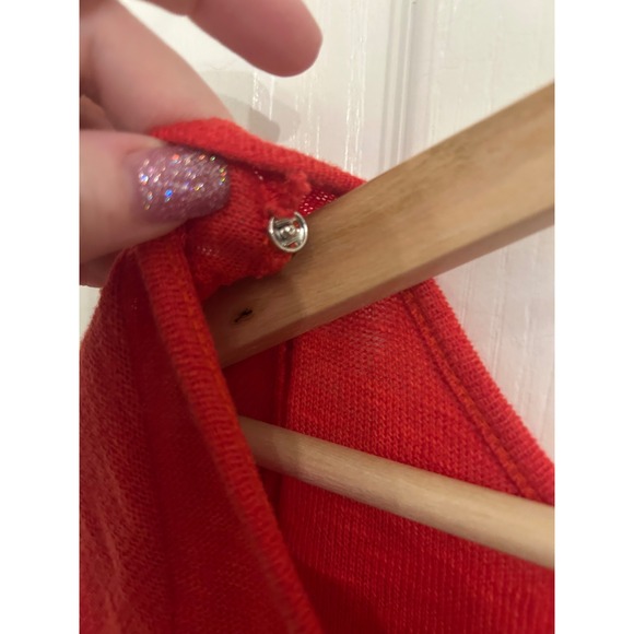 Free People Red Multi Color Striped Boho Knit Mini Dress Tunic XS - Picture 5 of 8